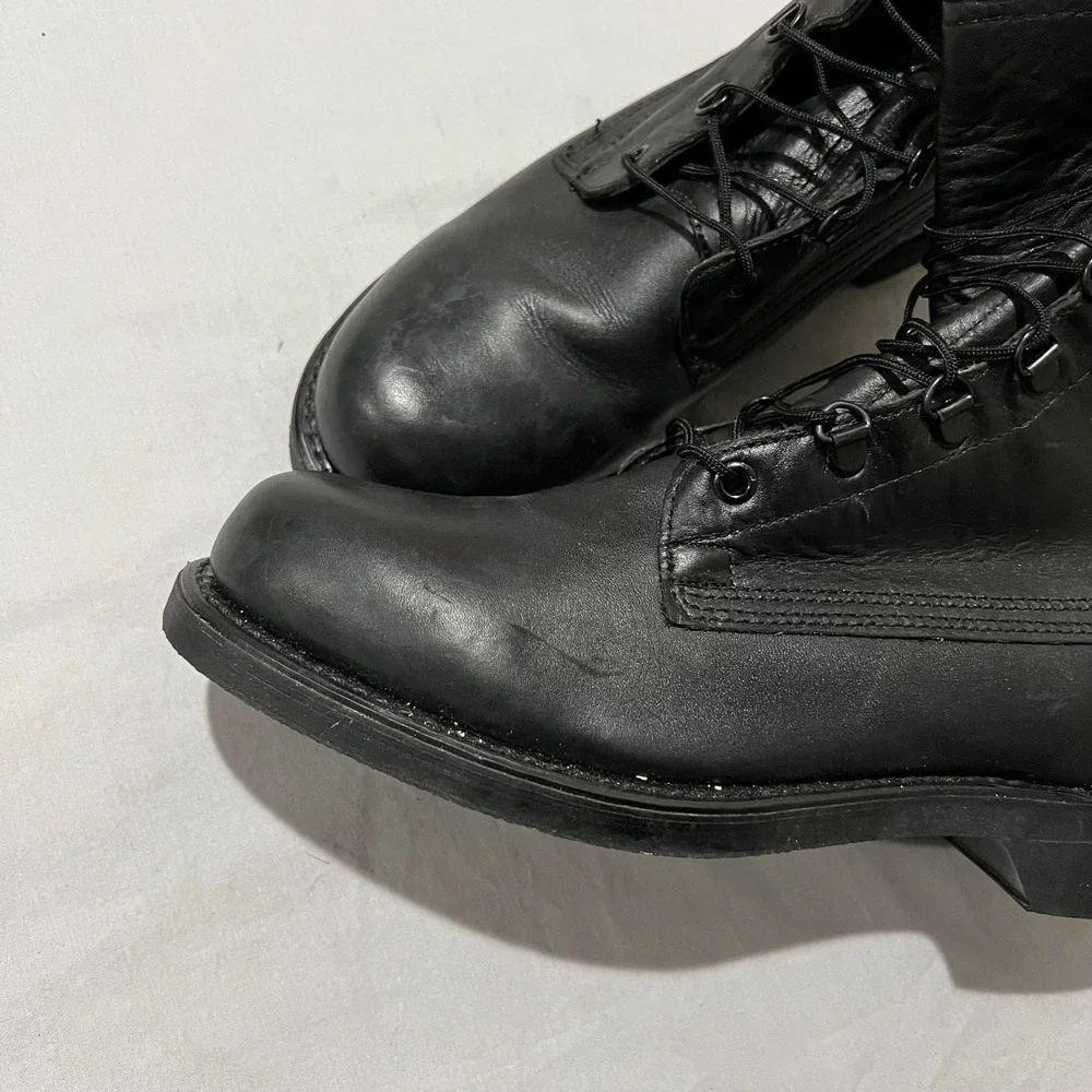 Vintage Biltrite Addison Shoe Co. Mens Black Leather Military Combat Boots Sz 8D